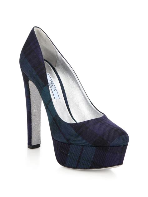 prada leather pumps plaid price|prada chunky heel pumps.